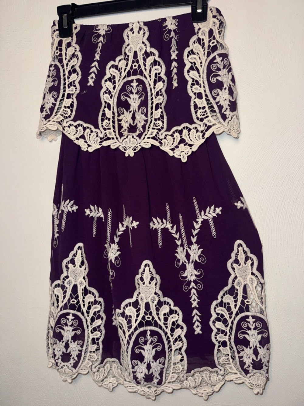 Hot & Delicious Purple Dress with Cream Lace Overlay